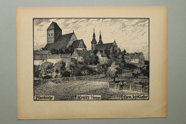 Kunst Druck / Wilhelm Thiele Potsdam / 1920er Jahre / Konitz Westpreußen / Pfarrkirche Kloster / Chojnice / Polen / wohl Holzschnitt